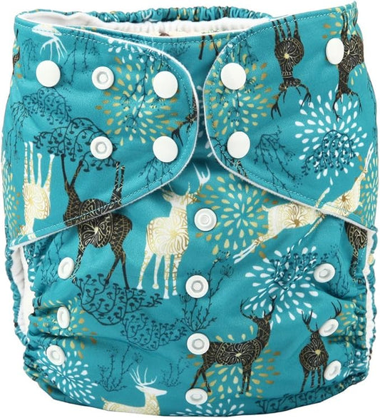 2 to 7 Years Old Junior Big Cloth Diaper,Nappy,Pocket Reusable Washable,Baby Kids Toddler (Forest Deer)
