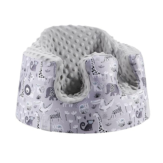 BOMOLOUR Seat Cover Compatible with Bumbo and Nuby Seat, Removable Breathable Baby Floor Seat Cover for Boys and Girls, Seat Not Included (Grey Animal)