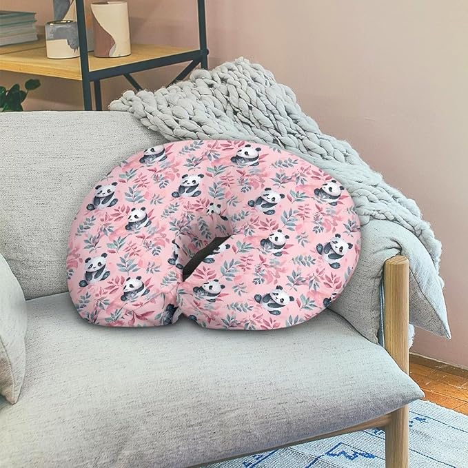 Panda Nursing Pillow Covers with Love Heart Printed for Newborn Breastfeeding Pillow Slipcover for Nursing Pillow U-Shaped Soft and Skin-Friendly Hidden Zipper Design
