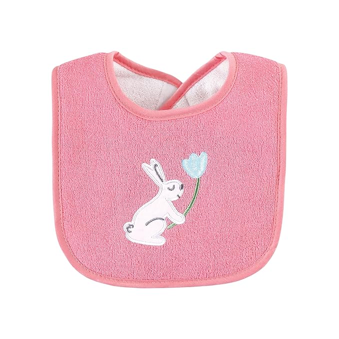Hudson Baby Unisex Baby Cotton Terry Drooler Bibs with Fiber Filling, Bunny, One Size