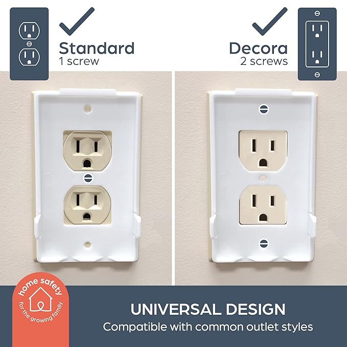 Dreambaby Extra-Large Dual Fit Outlet Plug Cover - Electrical Socket Guard for Standard and Decora - White - Model L945