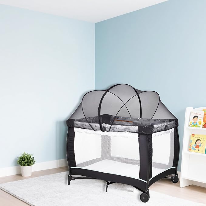 Akiky Bassinet Cover Mosquito Net with Two-Way Zippers Foldable Bassinet Bedside Sleeper Tent to Keep Cats/Bugs Out(Black)