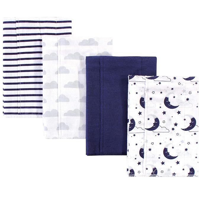 Hudson Baby Unisex Baby Cotton Flannel Burp Cloths, Moon, One Size