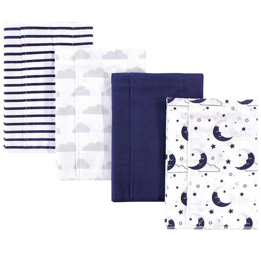 Hudson Baby Unisex Baby Cotton Flannel Burp Cloths, Moon, One Size
