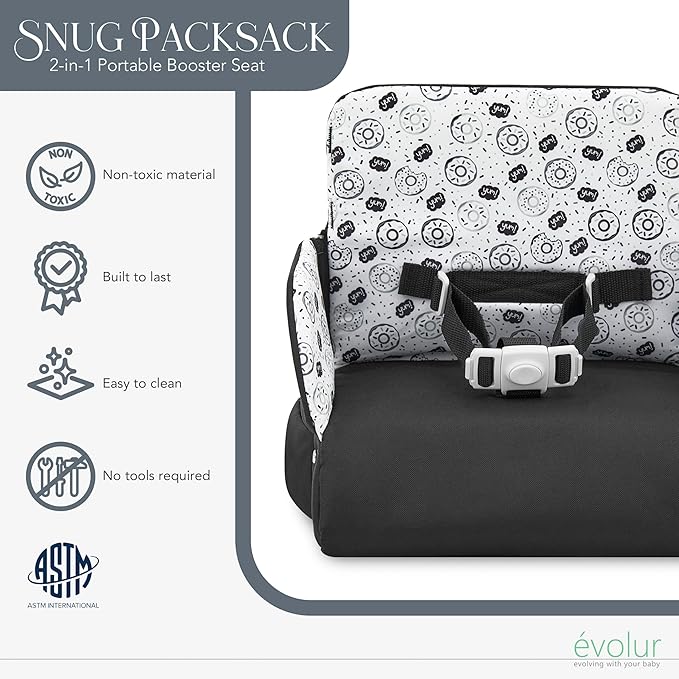 Evolur Snug Packsack 2-in-1 Portable Booster Seat and Travel Bag