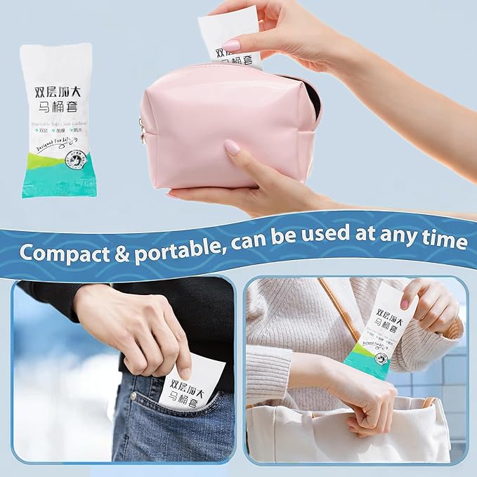 Disposable Toilet Seat Covers, 20 Pcs, Waterproof Non-Woven Fabric, Individually Wrapped, Portable for Travel, Hotel, Hospital, Public Toilet (Cartoon Print)