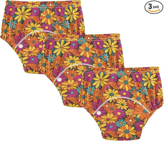 Baby Underwear Potty Training Reusable Underwear Briefs for Toddler Girls 5T Colorful Floral Pattern Groovy Flowers