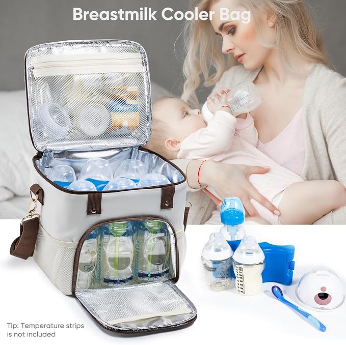Mam Breastmilk Cooler Bag with Ice Pack for 4 Bottles - See-through Breast Pump Bag for Baby Bottles 4oz-9oz