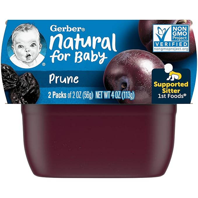 Gerber 1st Foods, Baby Food, Prune Puree, Natural & Non-GMO, 2 Ounce Tubs, 2-Pack