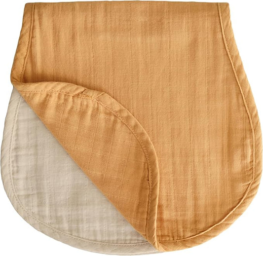 mushie Muslin Baby Burp Cloths | 100% Organic Cotton, Set of 2 (Fall Yellow/Fog)