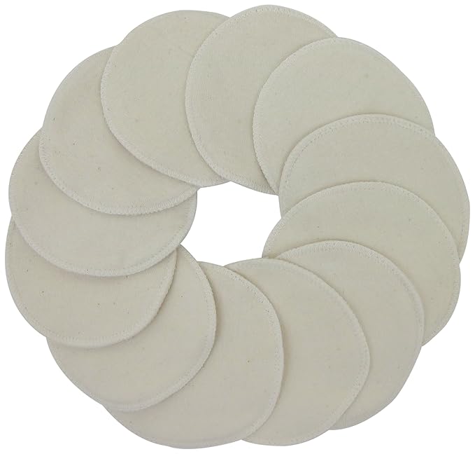 TL Care Nursing Pads Made with Organic Cotton - Soft, Breathable, Absorbent & Washable, Natural Color, 12 Count