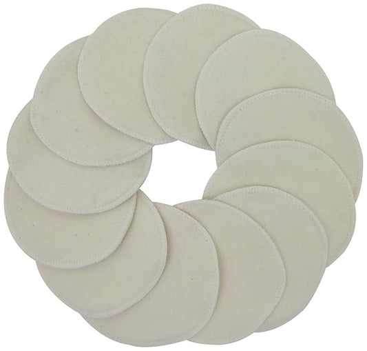 TL Care Nursing Pads Made with Organic Cotton - Soft, Breathable, Absorbent & Washable, Natural Color, 12 Count