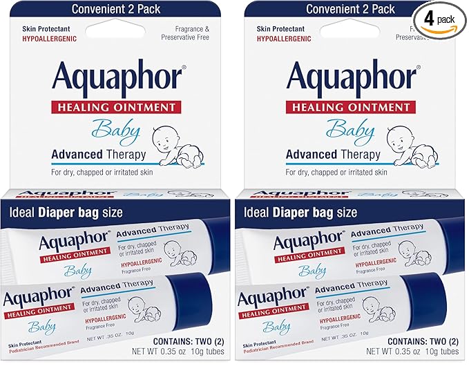Aquaphor Baby Healing Ointment, To-Go Pack | Advanced Therapy | For Chapped Cheeks | For Diaper Rash | 2 Count Pack