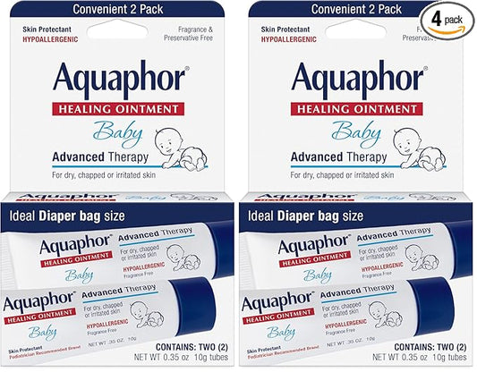 Aquaphor Baby Healing Ointment, To-Go Pack | Advanced Therapy | For Chapped Cheeks | For Diaper Rash | 2 Count Pack