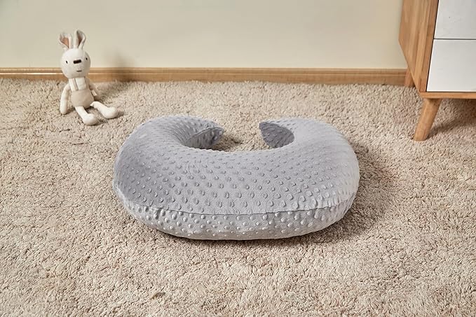 ESEN Plus Size Nursing Pillow and Body Positioner for Breast Feeding and Bottle Feeding, Ultra Soft Baby Breastfeeding Pillows with Removable Nursing Pillow Cover for Mom and Baby (Gray)