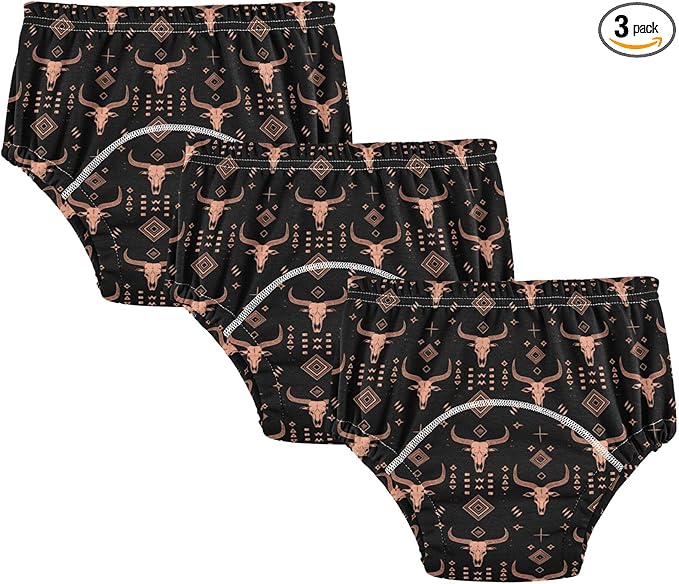 Baby Girls Training Potty Underwear Absorb Water Sleep Boxer Briefs Underwear for Kids 2T Rose Gold Line Art African Tribal Motifs and Water Buffalo Skulls