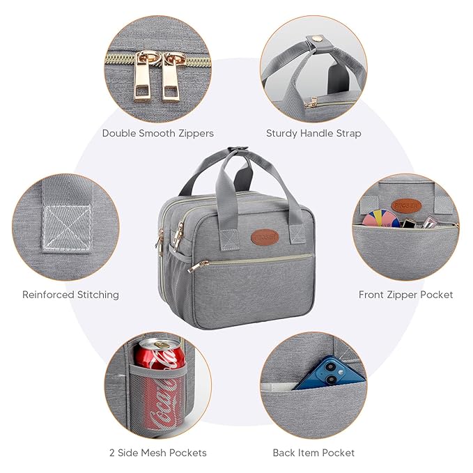 PIIOSER Breastmilk Cooler Travel Bag with Ice Pack, Compatible with Wearable Breast Pumps & Accessories - Portable Hands Free Breast Pump Carrying Case for Nursing & Working Moms, Grey