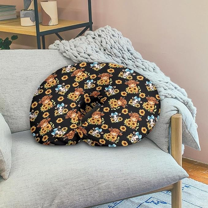 Jeiento Sunflower Cow Nursing Pillow Covers Newborn U-Shaped Breastfeeding Pillowcase Cushion Cover Soft Positioner Case for Nursing Pillow Quick Dry Pillow Covers