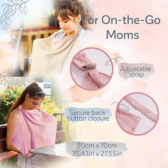 Kiddycare Nursing Cover, Muslin Cotton Privacy Nursing Covers, Gentle on Baby's Skin, Discreet Breastfeeding Covers for Nursing Moms, Breathable Nursing Cover Up for Breastfeeding Essentials (Basil)