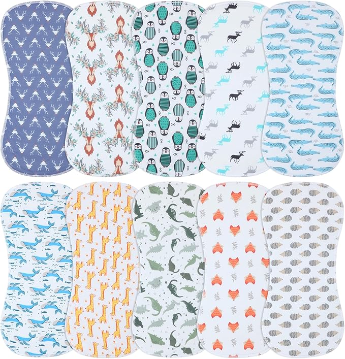 10-Pack Burp Cloths for Baby Boys and Girls - Organic Baby Burp Cloth,Baby Washcloths, Burp Rags, Large Neutral Burp Clothes for Newborn