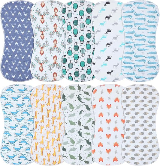 10-Pack Burp Cloths for Baby Boys and Girls - Organic Baby Burp Cloth,Baby Washcloths, Burp Rags, Large Neutral Burp Clothes for Newborn