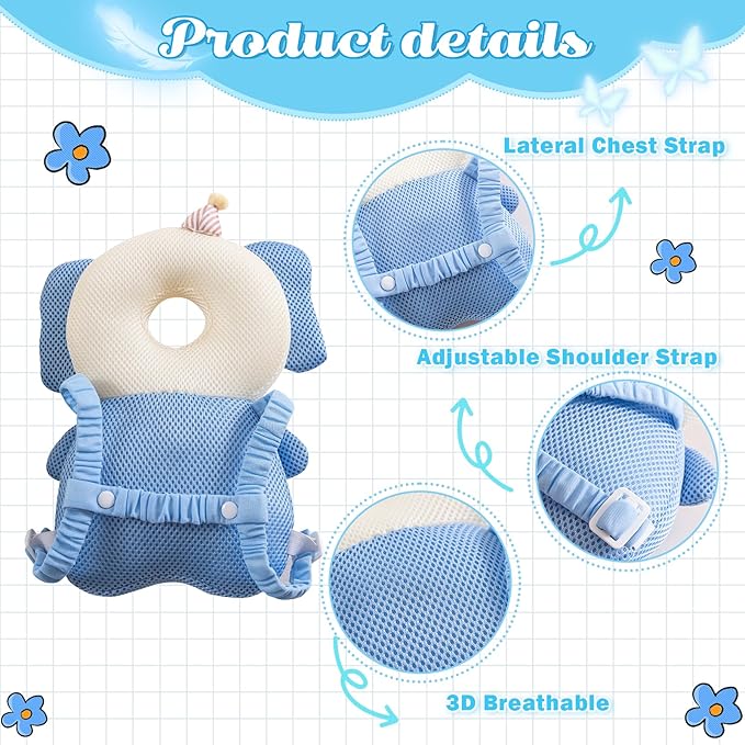 Baby Head Protector Cushion Backpack with 3 Baby Knee Pads for Walking & Crawling. (Mesh Astronaut)