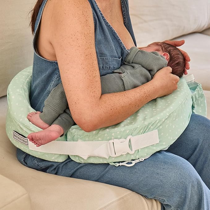 My Brest Friend Original Nursing Pillow Cover - Slipcovers for Baby - Adjustable Fit, Easy Care, Durable - Original Nursing Pillow Not Included, Minty Geo