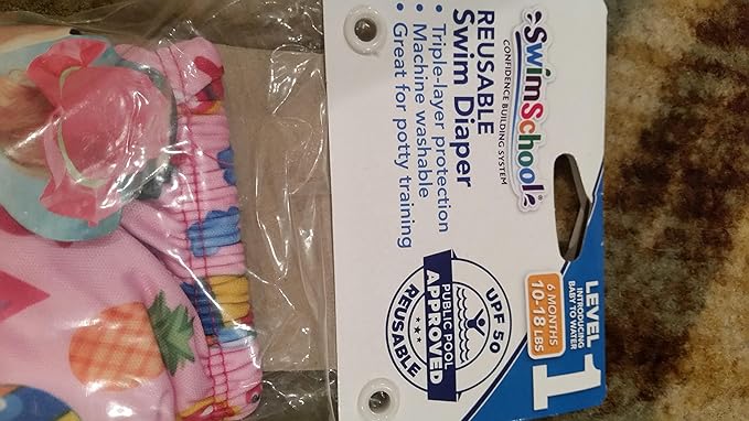 SwimSchool Reusable Girl Swim Diaper UPF 50 Level, Pink, 6m