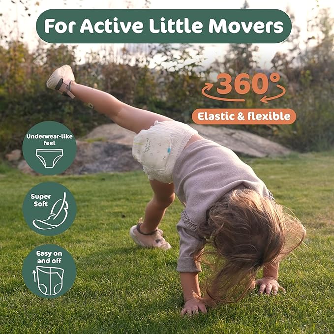 Naty FreeMovers Pull Up Training Pants for Sensitive Skin | Hypoallergenic Potty Training Underwear | Absorbent & Leak-Proof for Toddler | Soft, Unscented| Size 5, 3T–4T (26–40 lbs), 80 Count