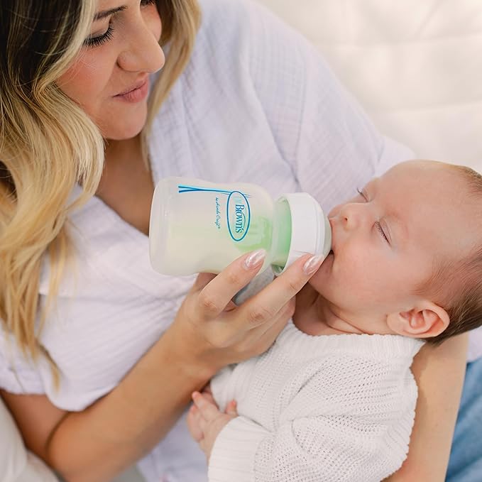 Dr. Brown's Natural Flow Options+ Narrow Glass Baby Bottles, 8oz & Dr. Brown’s Natural Flow® Anti-Colic Options+™ Wide-Neck Glass Baby Bottles 5 oz/150 mL, with Level 1 Slow Flow Nipple, 3 Pack, 0m+