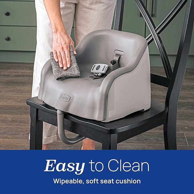 Chicco Cinch Clamping Booster Seat with Quick Set Up, Easy-to-Clean Removable Seat Cushion and 3-Point Harness, Mocha/Grey