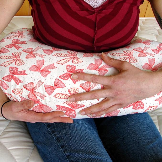 Red Bows Baby Nursing Pillow Covers for Girl Red Hair Bows Leopard Stripes Nursing Slipcovers for Breastfeeding Pillows Valentine Hearts Love Soft Stretchy Removable Cover for Newborn Infant