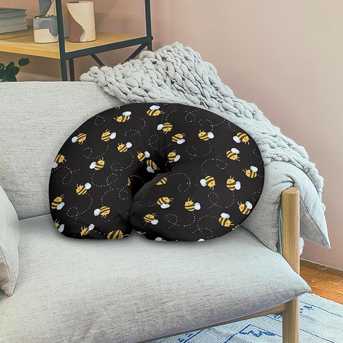 Forchrinse Bee,Black Nursing Pillow Cover for Girls Princess Nursing Pillow Slipcover for Breastfeeding Moms,Easy to Care