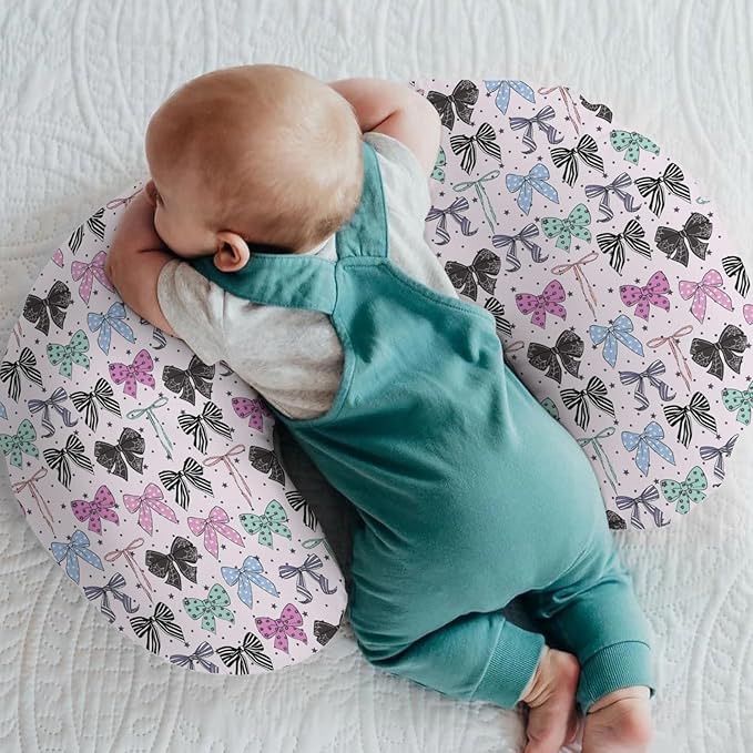 Spooky Halloween Bows Baby Nursing Pillow Covers for Boy Girl Cute Girly Ribbons Stars Nursery Pillowcase for Breastfeeding Pillows Fall Autumn Bows Soft Stretchy Slipcovers for Newborn
