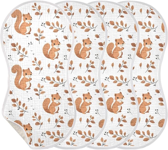 vvfelixl Cute Squirrel with Tail Burp Cloths for Baby Boy Girls Baby Washcloths Burp Rags 1 Pack