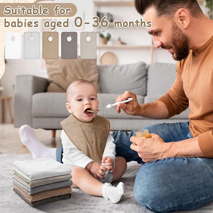 Hercicy Full Coverage Pullover Toddler Baby Bibs Terry Cloth Bibs with Snap Button for 0-4 Years Unisex Feeding Drooling