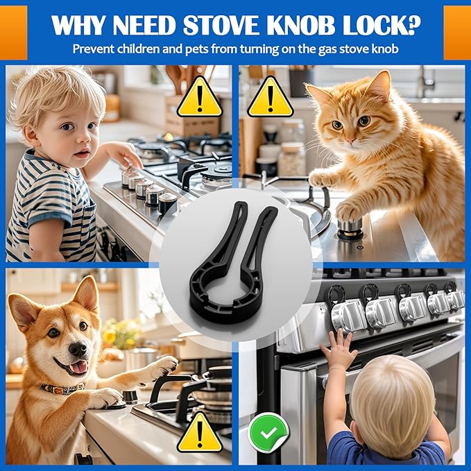 5-Pack Gas Stove Knob Locks for Toddler Safety, for Stove for Baby and Pets Safety (Black)