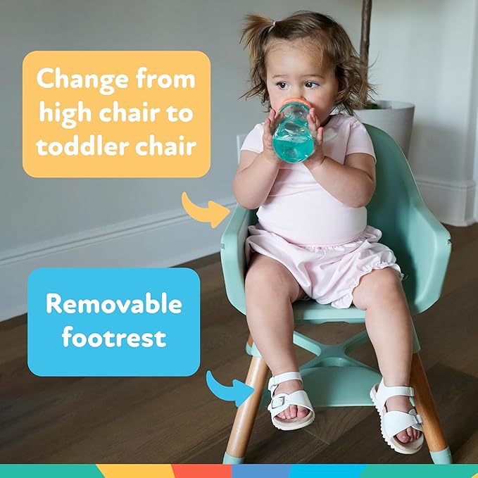 Nuby 4-in-1 Baby High Chair Seat with Removable Tray - 6+ Months to 3 Years - Adjustable Toddler Chair for Eating - Holds Up to 60 lbs - Gray