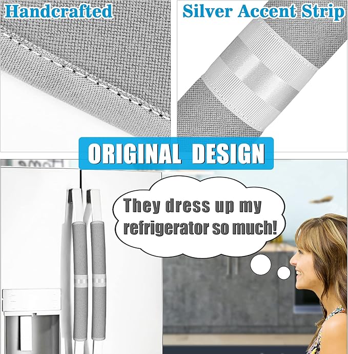Refrigerator Door Handle Covers, Set of 6, Keep Your Kitchen Appliance Clean from Food Stains, Smudges, Drips, Oil, Washable and Form-Fitting, Protector for Fridge, Ovens, Dishwashers(Grey)