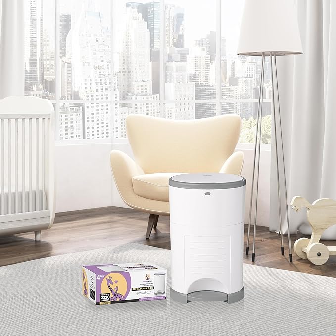 Refills Compatible with DEKOR PLUS Diaper Pail Refills | 4 Pack | Diaper Pail Odor Eliminator| Fresh Powder Scent | Each Diaper Bag Refill Holds up to 2320 Diapers | Diaper bin refill