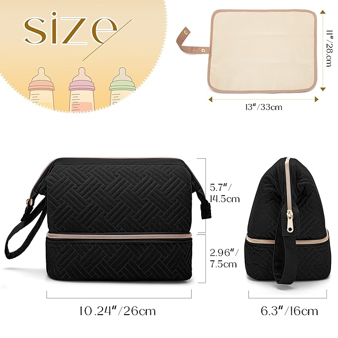 Fasrom Wearable Breast Pump Bag Compatible with Momcozy, Medela and Elvie Pumps, Double Layer Pump Carrying Case with Waterproof Mat and Insulated Pockets for Working Moms, Black (Bag Only)