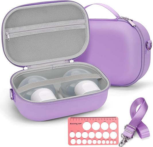 Wearable Breast Pump Bag for Hands-Free Breast Pumps, Hard Breast Pump Case for Momcozy/Willow/eufy/Security/Medela and More, Storage Bag for Pumping Travel Bag/Diaper Bag/Handbag (Purple)