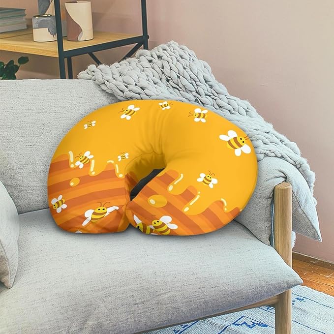 Forchrinse Cute Bee Nursing Pillow Cover for Girls Princess Nursing Pillow Slipcover for Breastfeeding Moms,Easy to Care