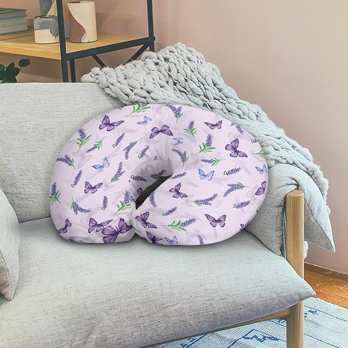 Nursing Pillow Cover, Ultra Soft Compatible with Pillow,Washable & Breathable，Fits The Original Support for Breastfeeding,Lavender Butterfly