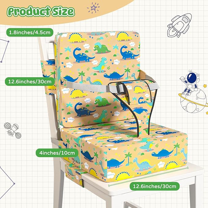 Booster Seat for Dining Table, Toddler Booster Seat for Dining Table with Safety Buckles, Anti-Scratch Easy Cleaning Toddler Seat for Table