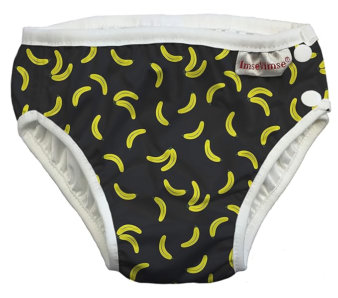 ImseVimse Eco Friendly Reusable Swim Diaper Made of Organic Cloth Sized for Infant to Toddler Boys (Black Banana, XL 18-24M, 2T (24-31 lbs))