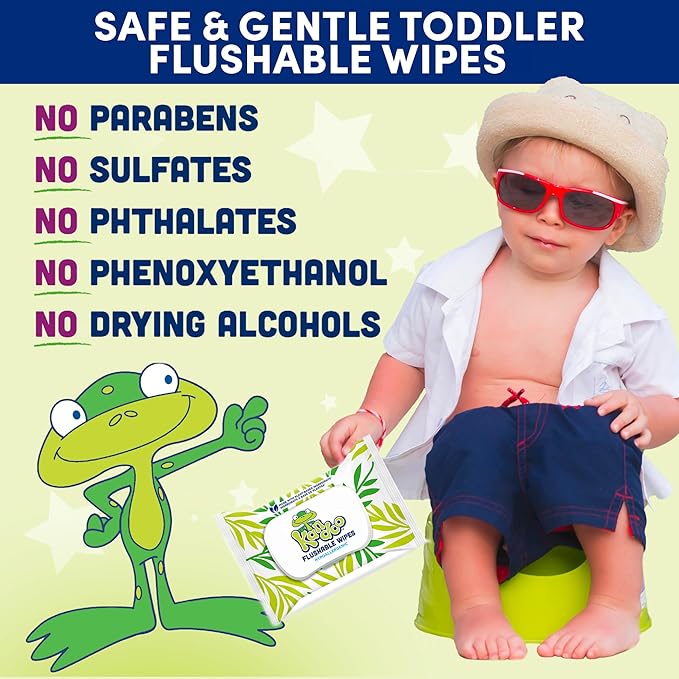 Flushable Wipes for Baby and Kids by Kandoo, Sensitive and Unscented Formula, Hypoallergenic Potty Training Wet Cleansing Cloths, 42 Count, Pack of 12