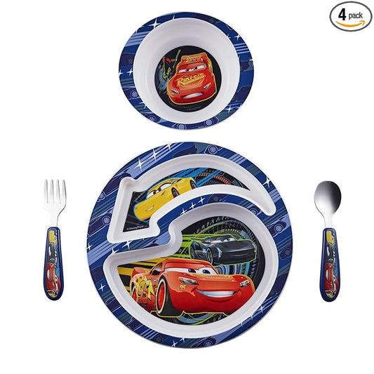 The First Years Disney/Pixar Cars Dinnerware Set - Toddler Plates and Toddler Utensils - 4 Count