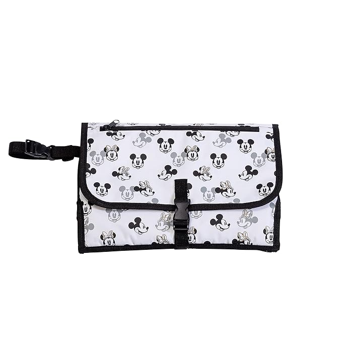 Disney Baby by J.L. Childress Portable Diaper Changing Station for Baby - Travel Diaper Changing Pad for Newborn, Essentials for Moms, Kit with Wipes Case & Storage Pockets - Mickey & Minnie Mouse