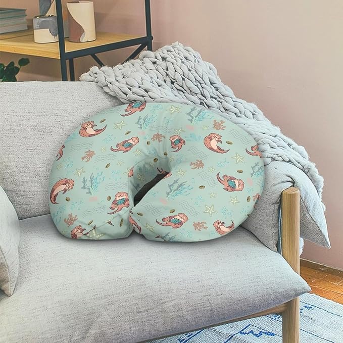 Starfish Otter Baby Breastfeeding Pillow Slipcover for Boys & Girls Soft Comfortable Nursing Pillow Support Cover with Hidden Zipper for Home Nursery Room Sofa Decor